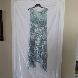 White House Black Market Aqua Floral High Low Dress